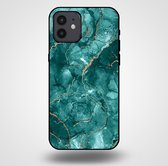 Smartphonica Telefoonhoesje voor iPhone 12/12 Pro met marmer opdruk - TPU backcover case marble design - Goud Groen / Back Cover geschikt voor Apple iPhone 12;Apple iPhone 12 Pro