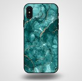 Smartphonica Telefoonhoesje voor iPhone X/Xs met marmer opdruk - TPU backcover case marble design - Goud Groen / Back Cover geschikt voor Apple iPhone X/10;Apple iPhone Xs