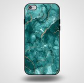 Smartphonica Telefoonhoesje voor iPhone 6/6s met marmer opdruk - TPU backcover case marble design - Goud Groen / Back Cover geschikt voor Apple iPhone 6/6s