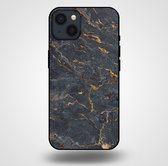 Smartphonica Telefoonhoesje voor iPhone 13 met marmer opdruk - TPU backcover case marble design - Goud Grijs / Back Cover geschikt voor Apple iPhone 13