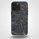 Smartphonica Telefoonhoesje voor iPhone 14 Pro Max met marmer opdruk - TPU backcover case marble design - Goud Grijs / Back Cover geschikt voor Apple iPhone 14 Pro Max