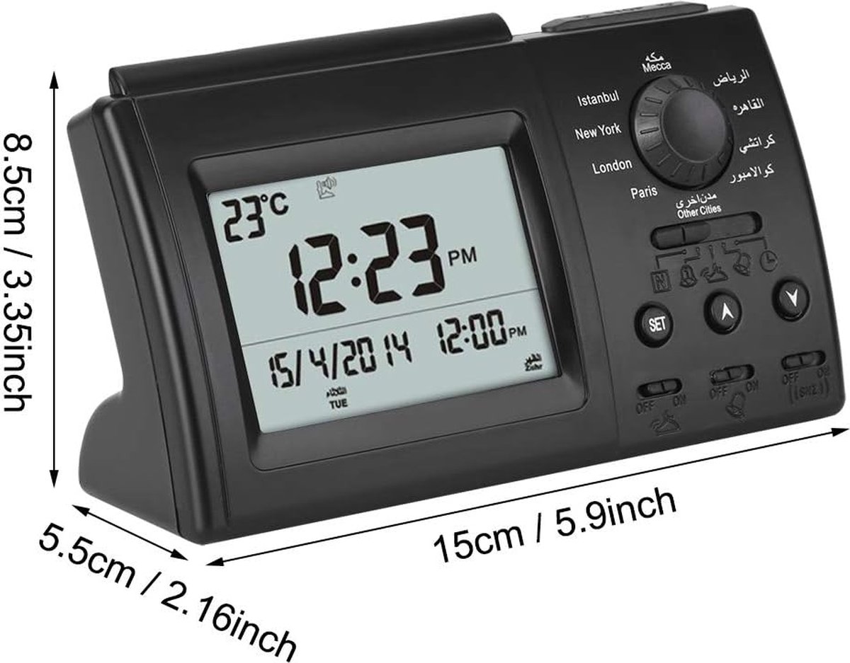 Genel Era High Tec 6500 Namaz Saati/Azan Saati - Beyaz, Geleneksel, Unisex, Yuvarlak, Ev Ofis, Masa Üstü, Analog, Plastik, Kıble Bulucu, Çoklu Azan Seçenekleri, Ramazan Fonksiyonu, DELTA Fonksiyonu