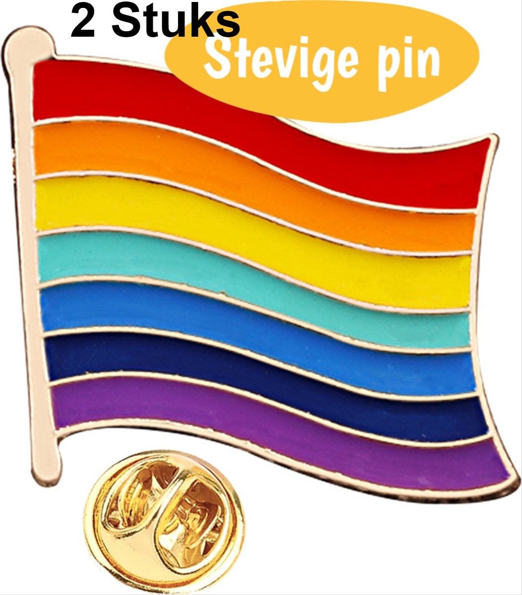 *** 2 Stuks Pride Broche - Vier de LGBTQ+ Gemeenschap met deze Regenboog Vlag Pin Speld - van Heble® ***
