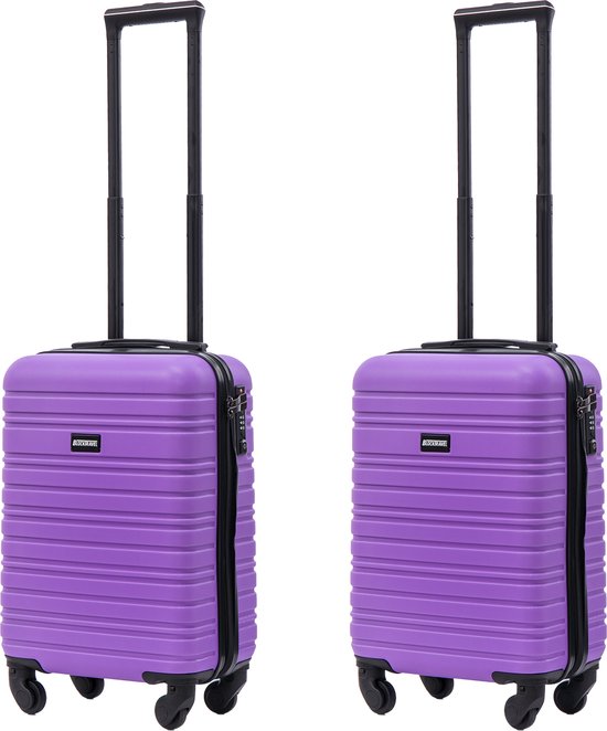 BlockTravel kofferset 2 delig ABS handbagage met wielen afneembaar 29 liter - inbouw TSA slot - lichtgewicht - paars