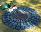 Rond tapijt Peacock Mandala 122 centimeter Roundie Hippie tafelkleed muurhangende decoratieve wandtapijten Boho beddengoed Indiase handgemaakte puur katoenen sprei