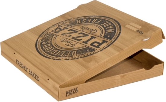 50 stuks x Pizzadoos - Golfkarton - Bedrukt - 29x29x4cm - pizza - kraft - Party - pizzadozen - pizzadoos karton - kartonnen pizzadoos - milieuvriendelijk - Pizzadoos - takeaway - bedrukte pizzadozen - Italiaans - feest - Restaurant - V.I.O.