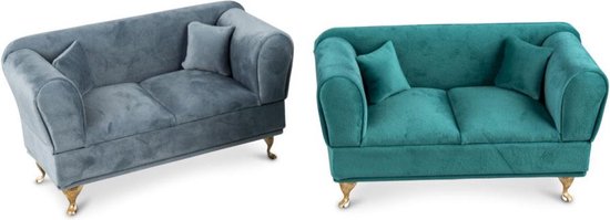 Bankje Sieradendoos sofa voor Volwassenen - 1 Willekeurige kleur groen of grijs blauw Juwelendoos Meisjes - Sieradenbox Luxe - 23x10 cm