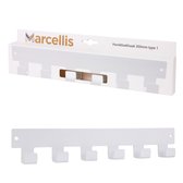 Marcellis - Industriële handdoekhaak - handdoekhouder - ophanghaak - 6 haken - mat wit - staal - metaal - incl. bevestigingsmateriaal
