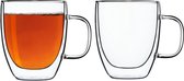Sabatier Dubbelwandige Thermo Glazen met Oor - 2 Stuks - 300ml - Koffieglazen - Theeglazen - Cappuccino Glazen