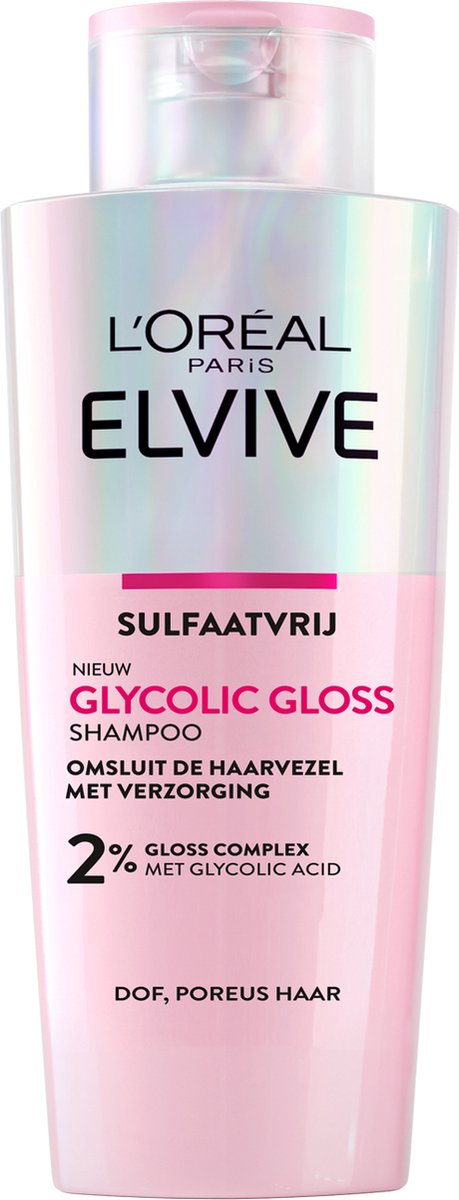 L'Oréal Paris Elvive Glycolic Gloss Shampoo - voor dof, poreus haar - met glycolic acid voor glanzend haar - 200 ml op Prijzenvolger.com