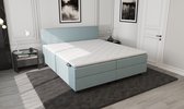 Mörgenn Boxspring SENTO - Boxspring met opbergruimte - Pocketvering - Luxe topper - IJsblauw - 90x200 cm