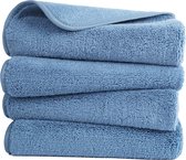 Microvezel handdoek - sneldrogend/niet-pluizend - 4 stuks - blauw - 40,64 x 76,2 cm