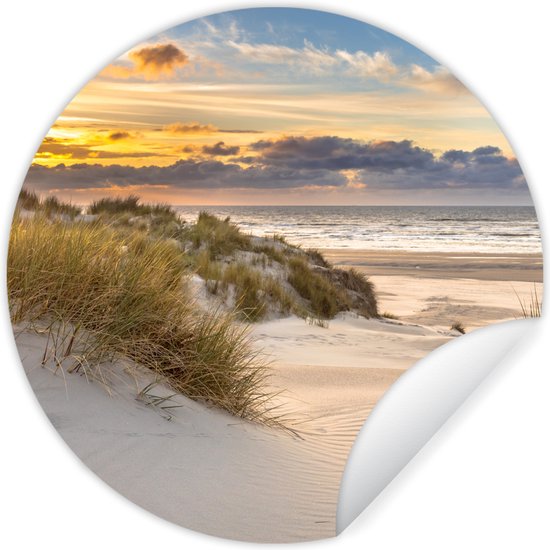 WallCircle - Papier peint cercle - Papier peint autocollant - Plage - Mer - Soleil - Dune - Décoration d'intérieur - 120x120 cm - Papier peint autocollant - Papier peint rond - Décoration murale cercle - Papier peint cercle