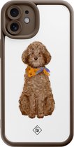 Casimoda® hoesje - Geschikt voor iPhone 12 - Labradoodle - Effen telefoonhoesje met lensbescherming - TPU - Backcover - Bruin/beige