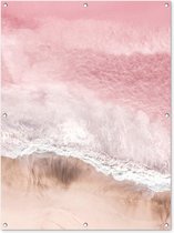 Tuinposter - Tuindoek - Tuinposters buiten - Zee - Strand - Roze - Natuur - 90x120 cm - Tuin