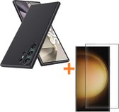 Silicone hoesje zwart met 2 Pack Tempered glas Screen Protector Geschikt voor: Samsung Galaxy S24 Ultra
