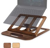 Laptopstandaard in hoogte verstelbaar, 6 niveaus verstelbare laptopstandaard gemaakt van hout, draagbare geventileerde laptopstandaard voor MacBook, notebook/laptop, compatibel voor 10-15,6 inch
