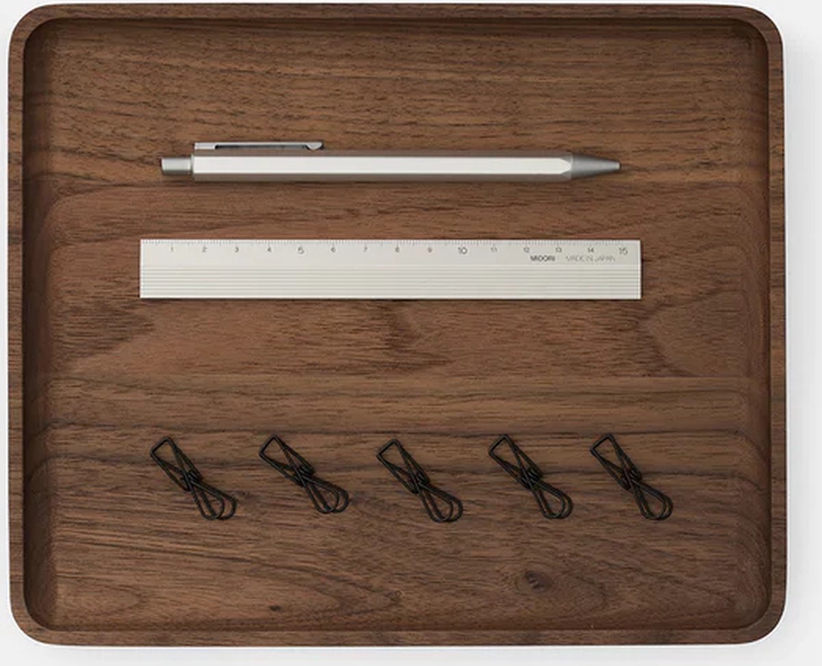 Oakywood Catchall Tray Walnut - Massief Walnoot - Luxe Houten Bureau Organiser - Medium 24 x 20 cm