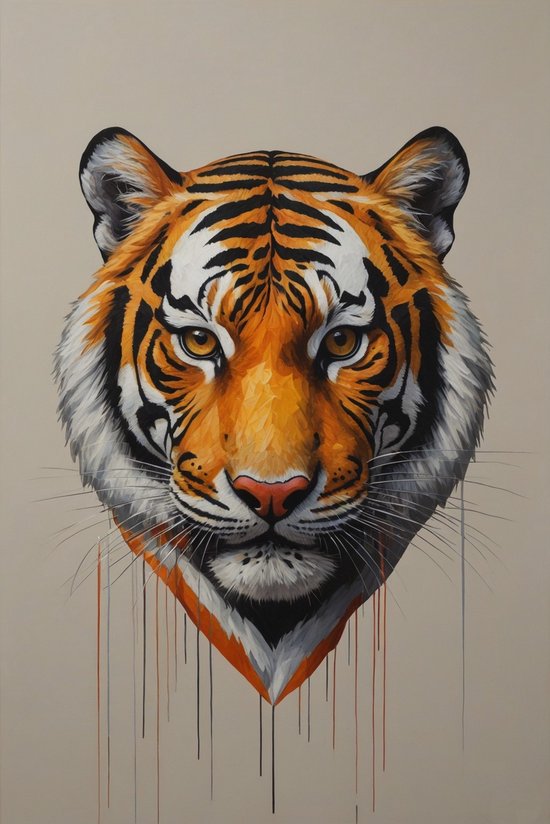 Tableau tigre - Décoration murale Animaux - Peintures sur verre tigre - Tableaux ruraux - Peinture plexiglas - Décoration murale chambre - 80 x 120 cm 5mm