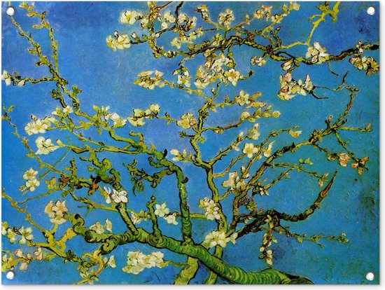 Tuinschilderij Amandelbloesem - Vincent van Gogh - 80x60 cm - Tuinposter - Tuindoek - Buitenposter