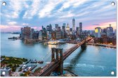 Tuindecoratie New York - Brooklyn Bridge - Boot - 60x40 cm - Tuinposter - Tuindoek - Buitenposter