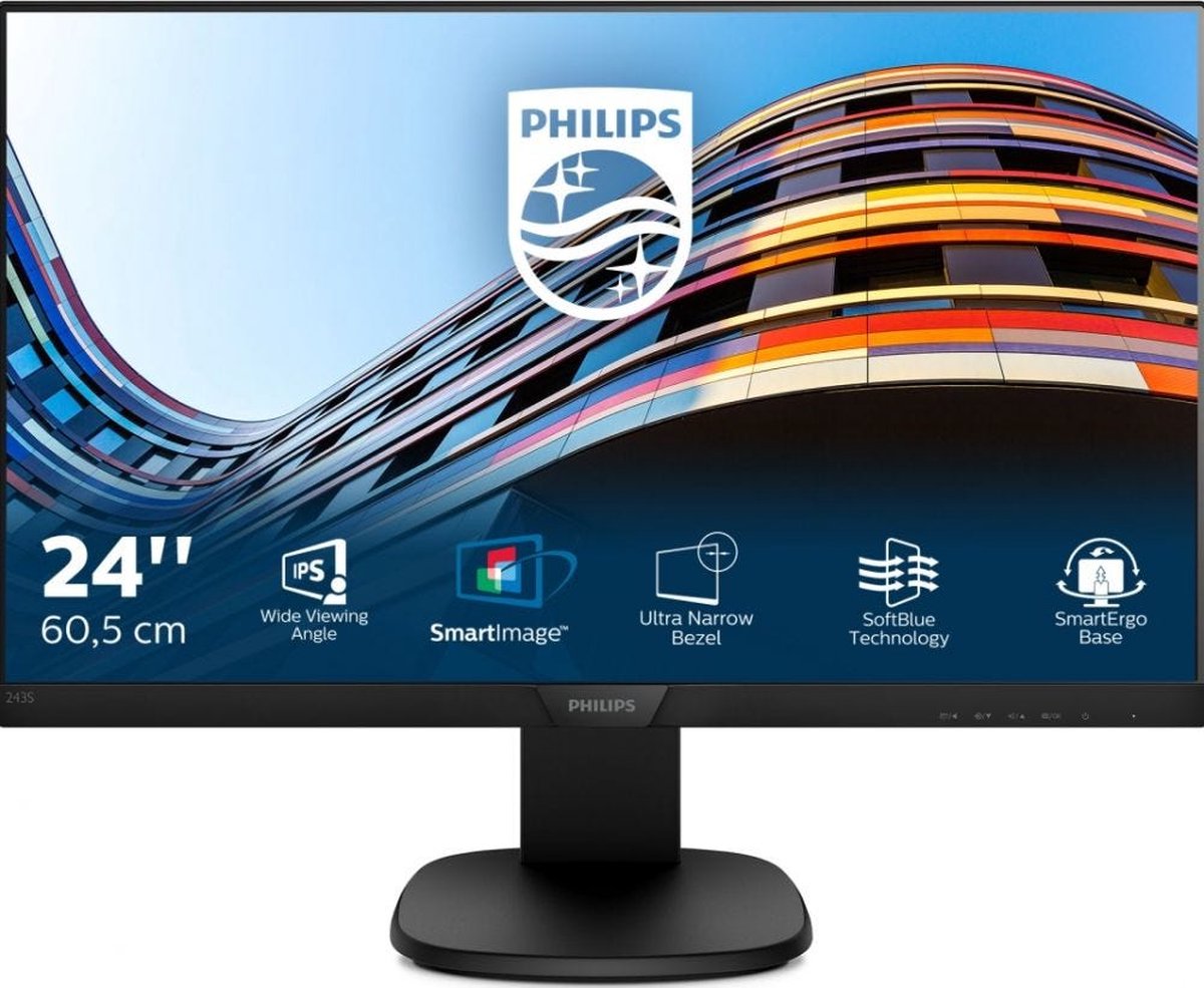 Philips 243S7EHMB - Full HD IPS Monitor - Verstelbaar - HDMI-VGA - 24 Inch - Philips