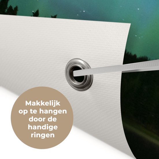 Tuin decoratie Noorderlicht - Bomen - Water - Alaska - 30x40 cm - Tuindoek - Buitenposter