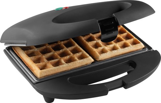 Foto: Bestron wafelijzer voor 2 brusselse wafels wafelmaker met antianbaklaag indicatielampje 700w kleur zwart