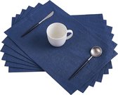 Linnen placemats placemats 45 x 30 cm 55% Franse vlas 45% katoen voor eettafels, handgemaakt van seersucker elegant wasbaar blauw