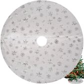 Ruhhy Kerstboommat 78cm - Decoratief met Zilveren Sterren en Sneeuwvlokken