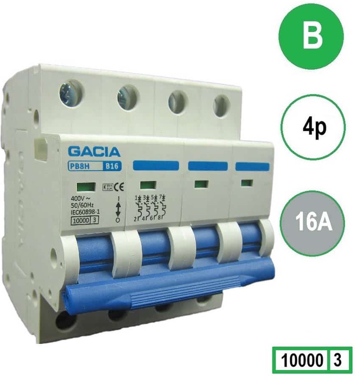 Gacia B16 4 polig / kookplaat 3 fase automaat
