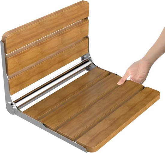 Doucheklapstoel, wandmontage, houten douchezitting, inklapbaar, klapstoel, douche, tot... bol