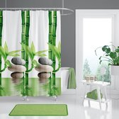 Casabueno Bamboo - Douchegordijn 180x200 cm - Badkamer Gordijn - Shower Curtain - Waterdicht - Een stuk - Sneldrogend en Anti Schimmel -Wasbaar en Duurzaam - Groen