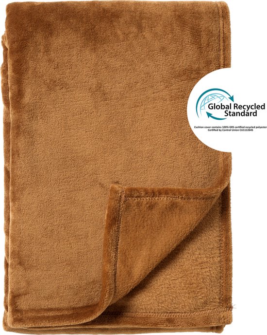 Dutch Decor - SIDNEY - Plaid 140x180 cm - Fleece deken van 100% gerecycled polyester – superzacht - Eco Line collectie - Tobacco Brown- bruin