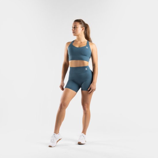 ZEUZ Korte Sport Legging Dames High Waist - Sportkleding & Sportlegging Squat Proof voor Fitness & Crossfit - Hardloopbroek, Yoga Broek - 70% Nylon & 30% Elastaan - Blauw - Maat L van ZEUZ — afbeelding 5