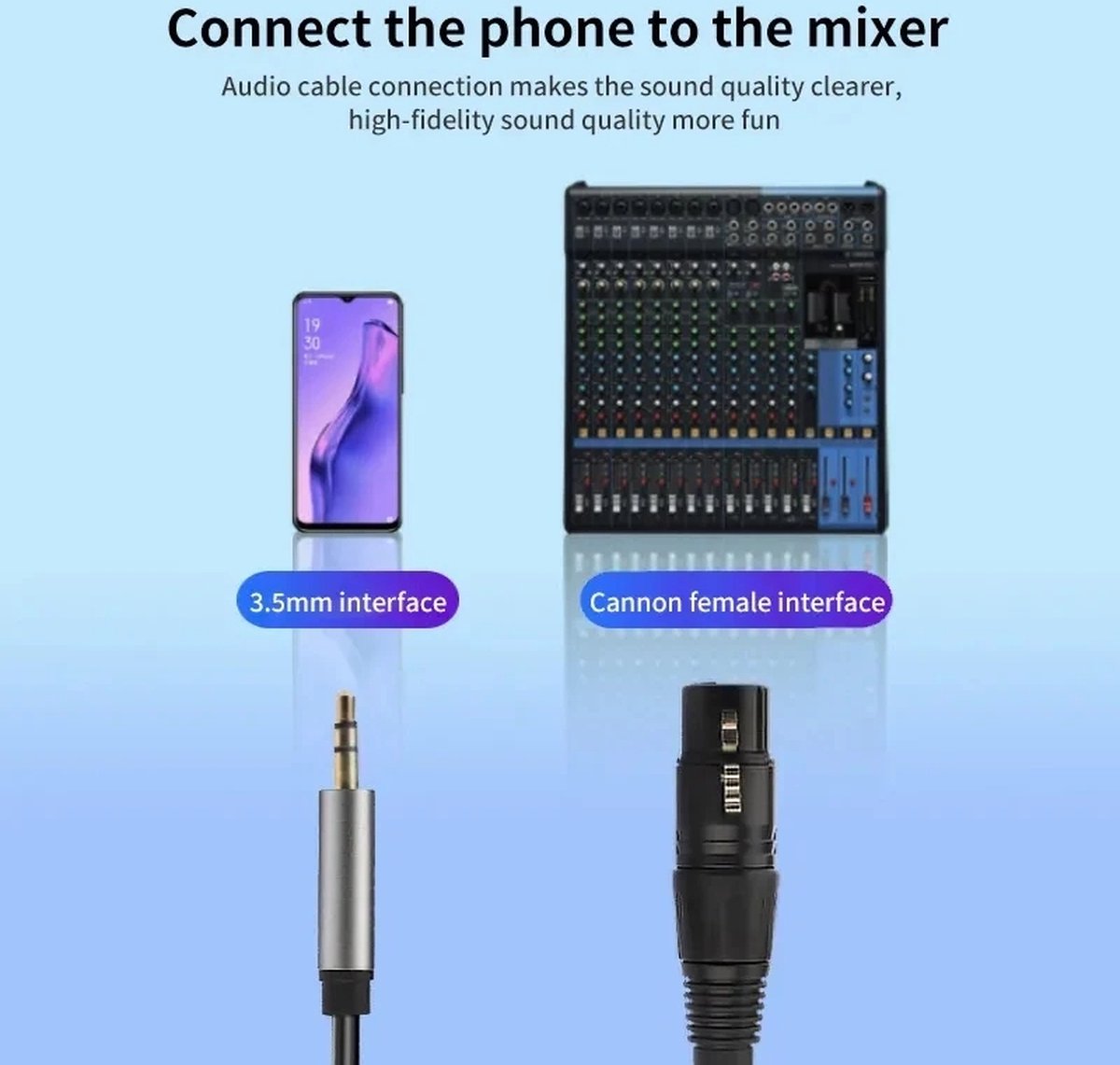 VIKEFON XLR Vrouwelijk naar 3.5mm Jack AUX Kabel - Ideaal voor Luidsprekers, Microfoons en Mixers - 1 Meter