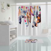 Casabueno - Douchegordijn 180x200 cm - Badkamer Gordijn - Shower Curtain - Waterdicht - Sneldrogend en Anti Schimmel -Wasbaar en Duurzaam - Feathers