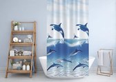Casabueno - Douchegordijn 120x200 cm - met Ringen - Badkamer Gordijn - Shower Curtain - Waterdicht - Sneldrogend - Anti Schimmel - Wasbaar - Duurzaam - Dolfijn - 9515