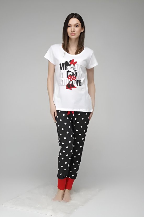Minnie Mouse dames pyjama - korte mouwen Wit/Zwart - Maat L