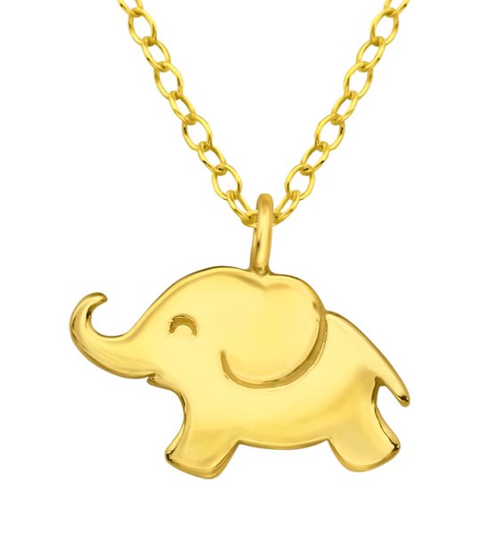Joy|S - Zilveren olifant hanger met ketting 45 cm - 14k goudplating - voor kinderen