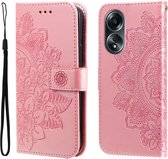 Hoesje Geschikt voor Oppo A58 4G | Mandala Book Case | Pasjeshouder | Roze