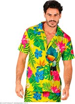 Widmann - Hawaii & Carribean & Tropisch Kostuum - Tropical Island Beach Flowers Geel Shirt Man - Geel - Large / XL - Carnavalskleding - Verkleedkleding
