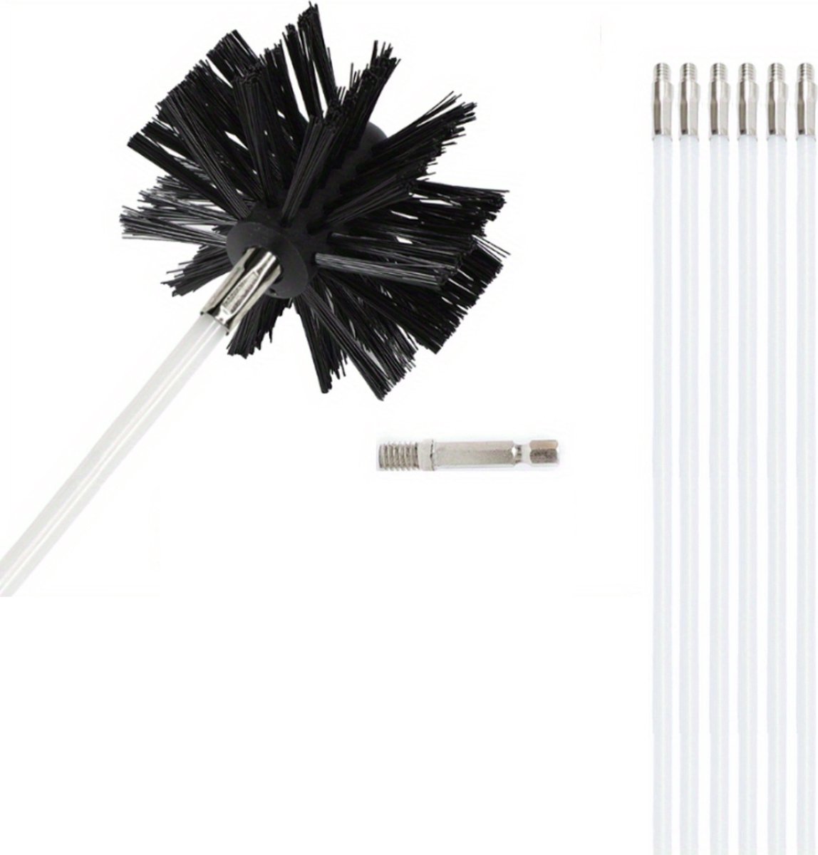 Goedkoopste Nivard Schoorsteenveegset - Schoorsteen Borstel - Schoorsteenreiniger - Veegkit - Openhaard Gereedschap - 7 Stuks