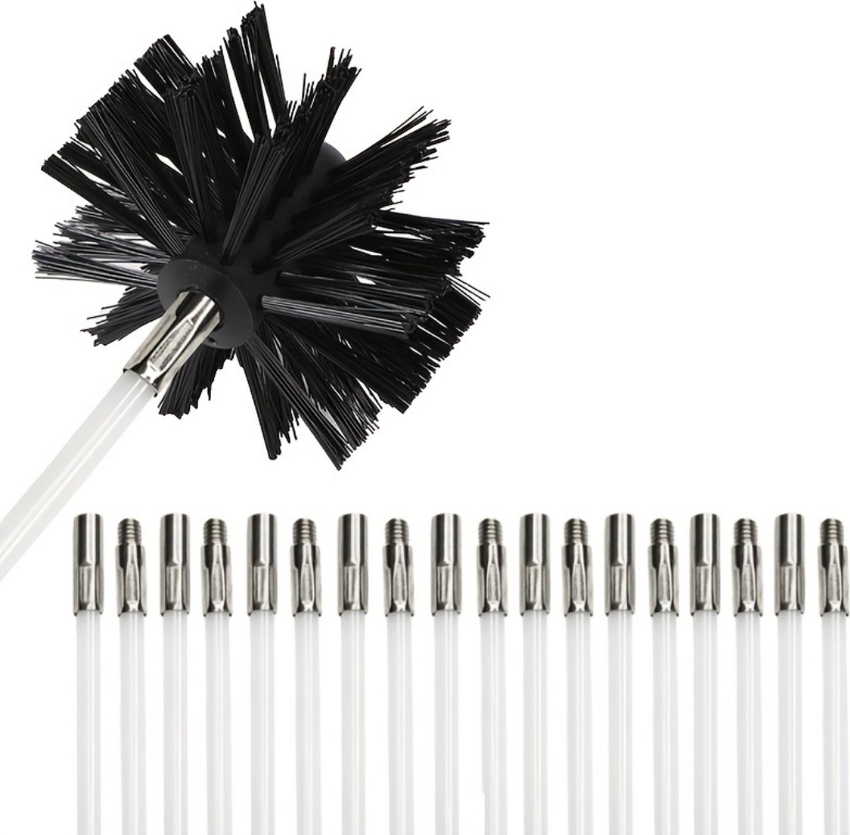 Goedkoopste Nivard Schoorsteenveegset - Schoorsteen Borstel - Schoorsteenreiniger - Veegkit - Openhaard Gereedschap - 19 Stuks