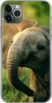 Geschikt voor iPhone 11 Pro Max hoesje - Olifant - Groen - Dieren - Natuur - Siliconen Telefoonhoesje