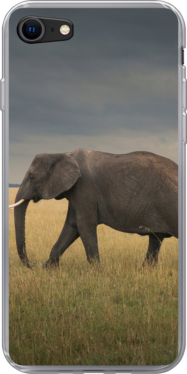 Telefoonhoesje Geschikt voor iPhone 8 hoesje - Olifant - Savanne - Dieren - Natuur - Siliconen Telefoonhoesje Telefoonhoesje