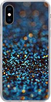 Geschikt voor iPhone X hoesje - Glitter - Blauw - Abstract - Design - Siliconen Telefoonhoesje