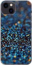 Geschikt voor iPhone 13 hoesje - Glitter - Blauw - Abstract - Design - Siliconen Telefoonhoesje