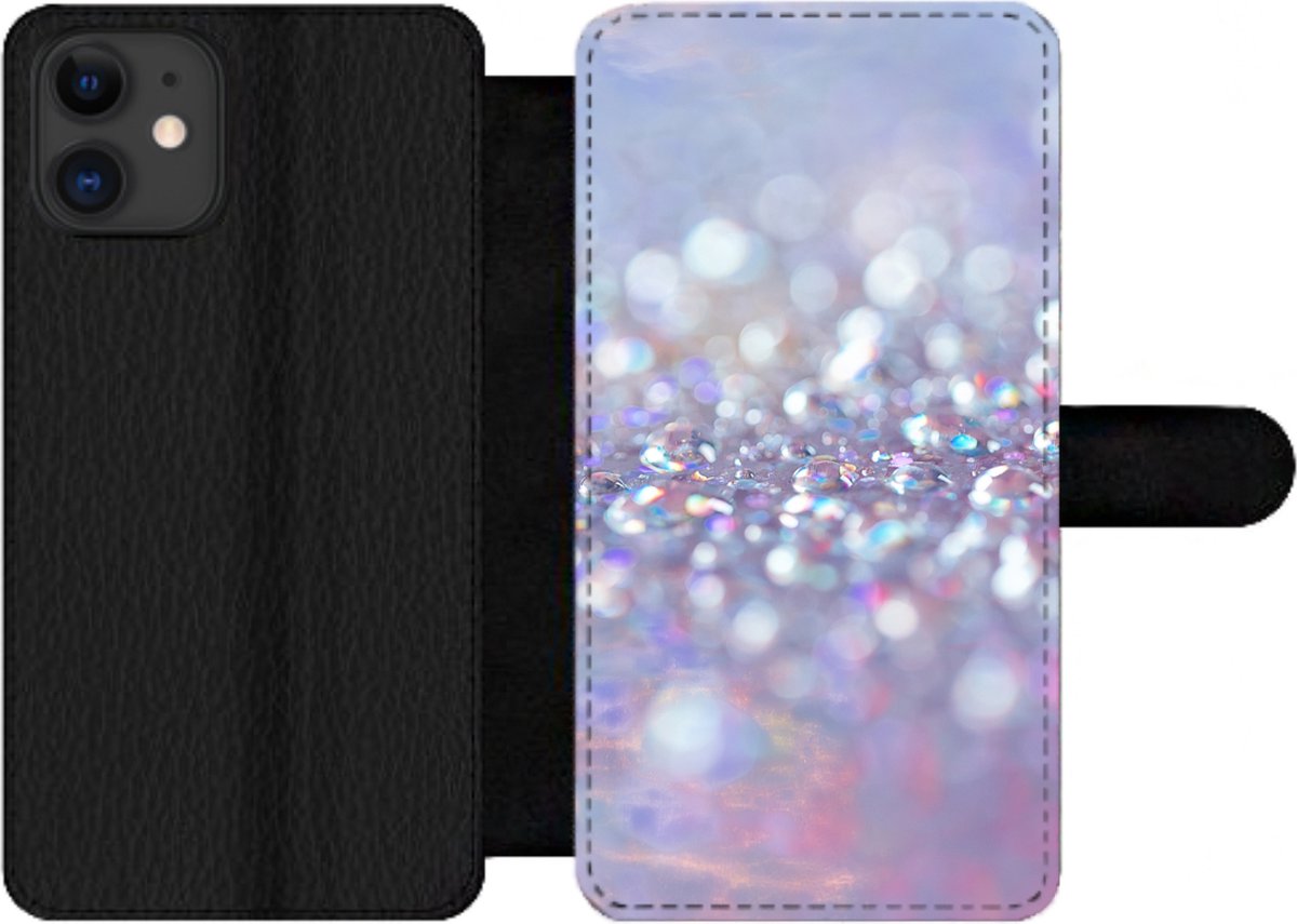 Telefoonhoesje Geschikt voor iPhone 12 Pro telefoonhoesje - Water - Design - Abstract - Licht - Met vakjes - Wallet case met magneetsluiting