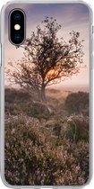 Geschikt voor iPhone X hoesje - De heide bij zonsopgang - Siliconen Telefoonhoesje